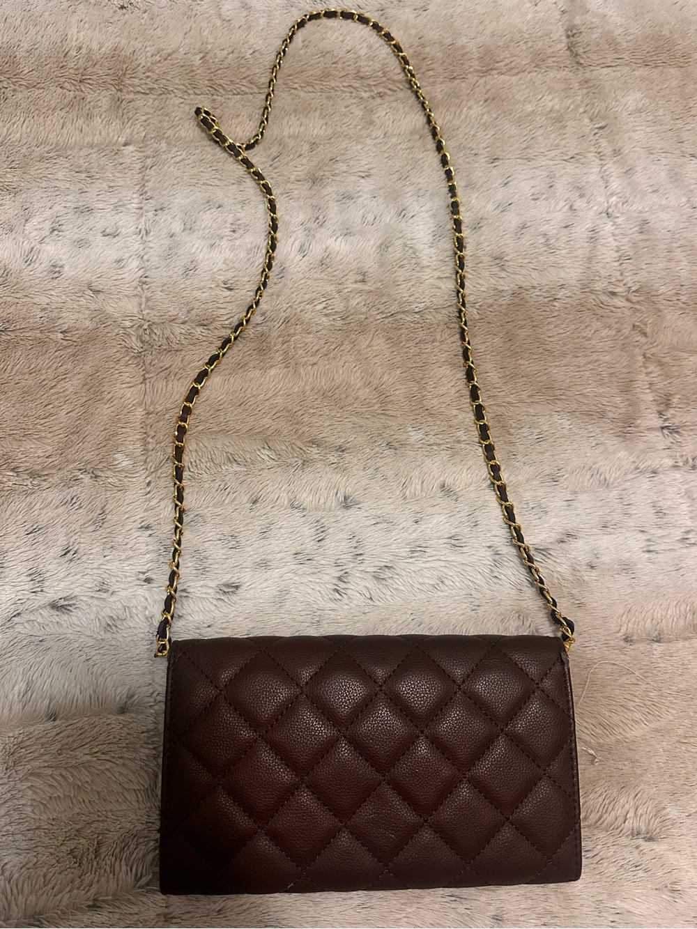 Iconic double c Quilted coffee Brown wallet on chain Bag - Picture 2 of 10